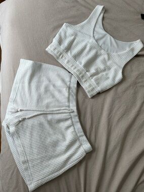 Surf Gypsy waffle knit white short set